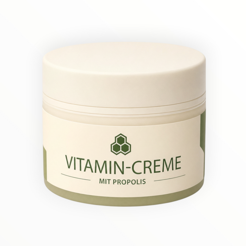 Bienenprodukte Shop Propolis Vitamin Creme in einem 50 ml Tiegel zur intensiven Pflege trockener Haut