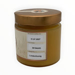 Lindenhonig 500 g im Twist-off-Glas Seitenansicht mit cremiger Konsistenz