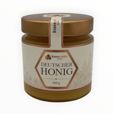 Lindenhonig 500 g im Twist-off-Glas Vorderseite mit Etikett