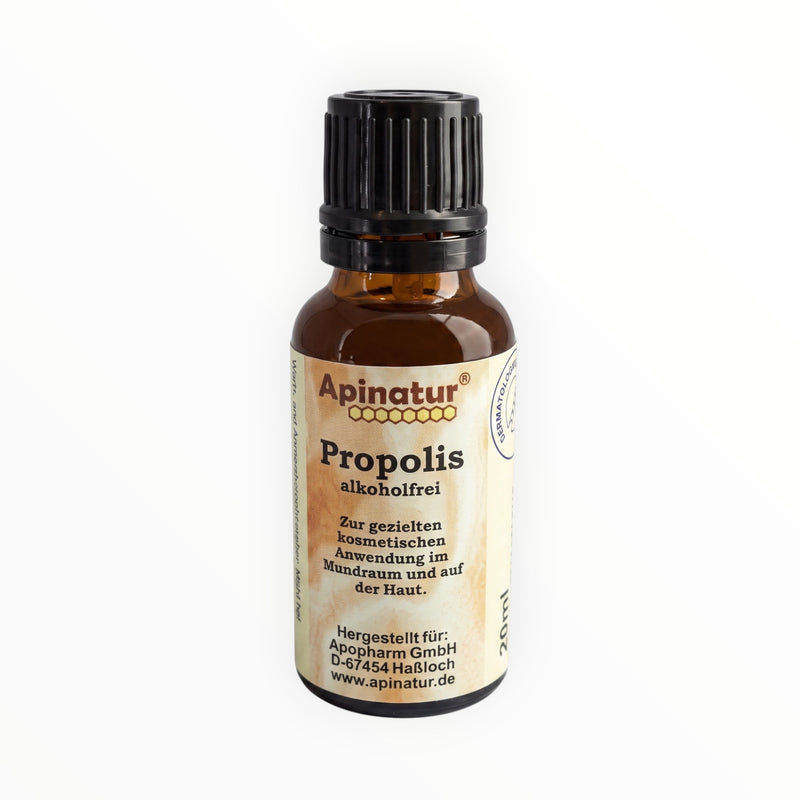 Bienenprodukte Shop alkoholfreie Propolislösung in einer 20ml Braunglasflasche mit Tropfeinsatz für die Hautpflege