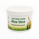 Bienenprodukte Shop 500ml soft body creme with aloe vera, honey, and royal jelly in a white jar.