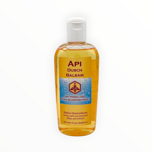 Bienenprodukte Shop API Duschbalsam mit Honig und Ringelblume in einer transparenten 250 ml Flasche