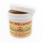 Bienenprodukte Shop API Melkfett mit Propolis, Honig und Ringelblume in einer 250 ml Dose zur Pflege trockener Haut.