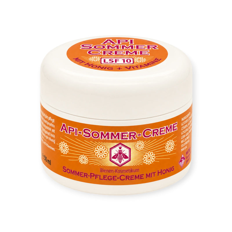 Bienenprodukte Shop API Sommer Creme mit Honig und LSF 10 in einem 50 ml Tiegel für die tägliche Gesichtspflege