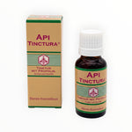 Bienenprodukte Shop API-Tinctura mit Propolis, Arnika und Kamille in einer 20 ml Braunglasflasche mit Umverpackung