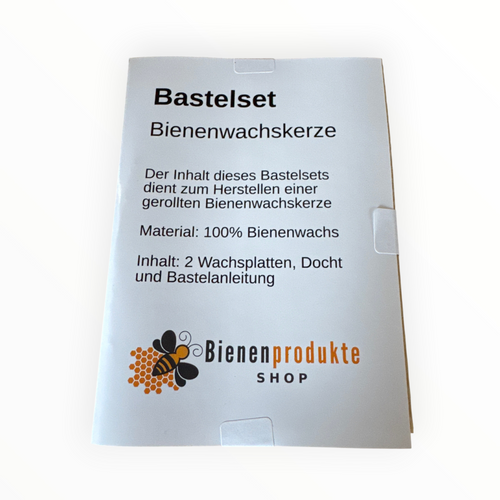Bienenprodukte Shop Bastelset für Bienenwachskerzen mit zwei Wachsplatten, Docht und Anleitung als Lichtkarte