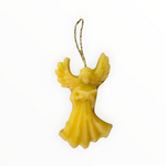 Bienenprodukte Shop Bienenwachs Anhänger Engel in Gelb mit goldenem Aufhängeband als natürlicher Christbaumschmuck