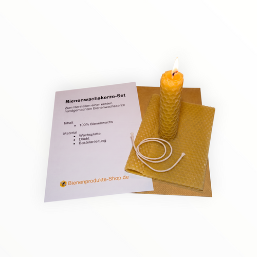 Bienenprodukte Shop Bastelset für Bienenwachskerzen mit Wachsplatten, Docht und Anleitung zum Selberrollen