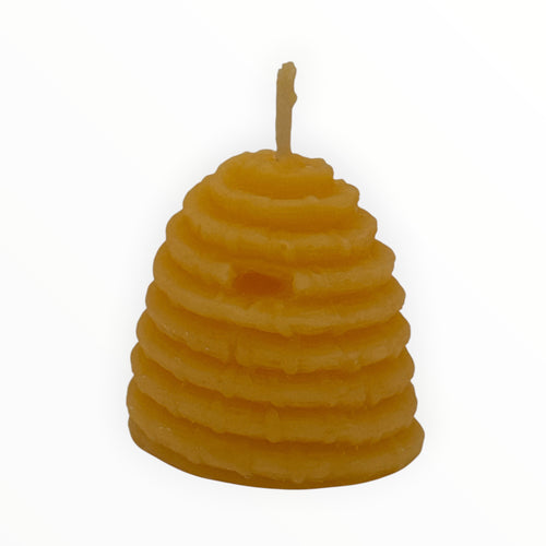 Bienenprodukte Shop Bienenwachskerze in goldgelber Bienenkorbform aus 100 Prozent natürlichem Bienenwachs