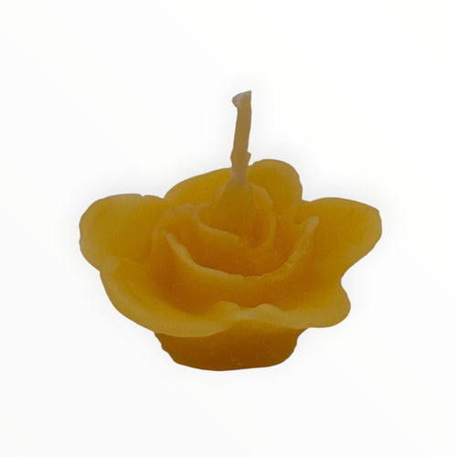 Bienenprodukte Shop Bienenwachskerze in gelber Rosenform aus 100 Prozent natürlichem Wachs