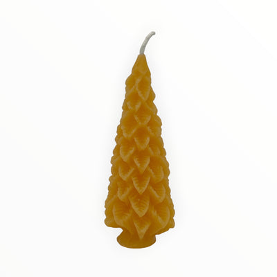 Handgegossene Bienenprodukte Shop Bienenwachskerze in Form eines 10 cm hohen Tannenbaums aus 100% Bienenwachs