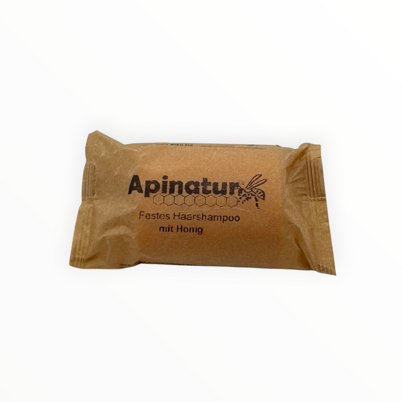 Bienenprodukte Shop Apinatur festes Shampoo mit Honig in nachhaltiger Papierverpackung