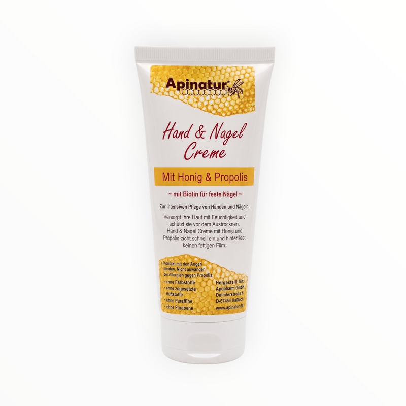 Bienenprodukte Shop Apinatur Hand- und Nagelcreme mit Honig und Propolis in einer 100 ml Tube, parfumfrei
