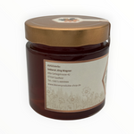 Bienenprodukte Shop Waldhonig im 500g Glas mit goldfarbenem Deckel und Etikett mit floralem Design